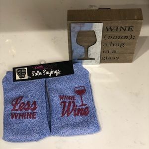 Wine Socks and wine sign.
